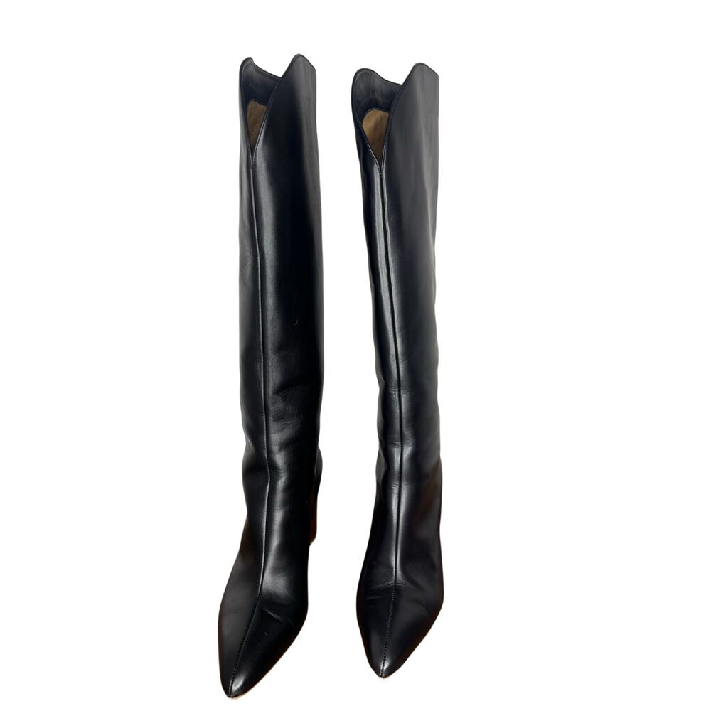 Gabriela Hearst Black Cora Calfskin Leather Knee-High Boots EU 37 Riding Style - Picture 2 of 11